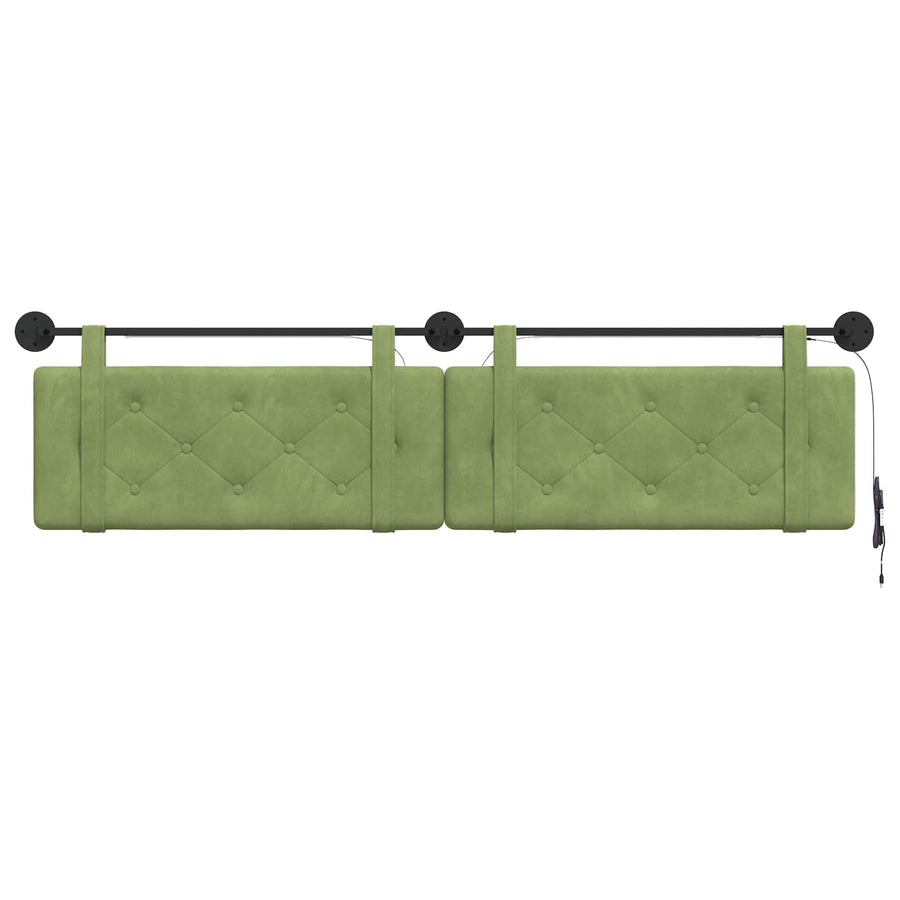 Hangend hoofdbord Met LED-verlichting Lichtgroen Fluweel