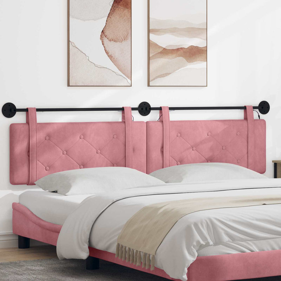 Hangend hoofdbord Met LED-verlichting Roze Fluweel
