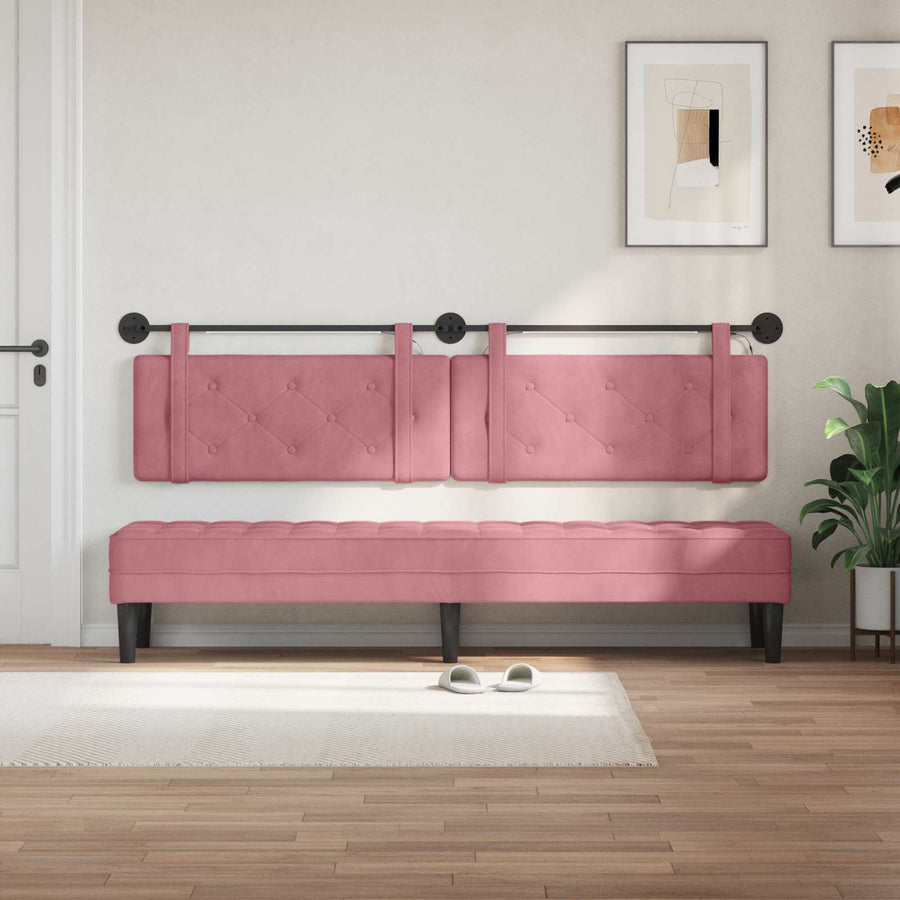 Hangend hoofdbord Met LED-verlichting Roze Fluweel