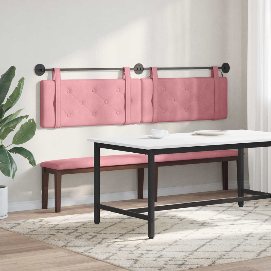 Hangend hoofdbord Met LED-verlichting Roze Fluweel