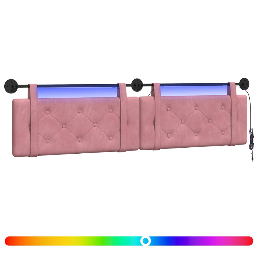 Hangend hoofdbord Met LED-verlichting Roze Fluweel