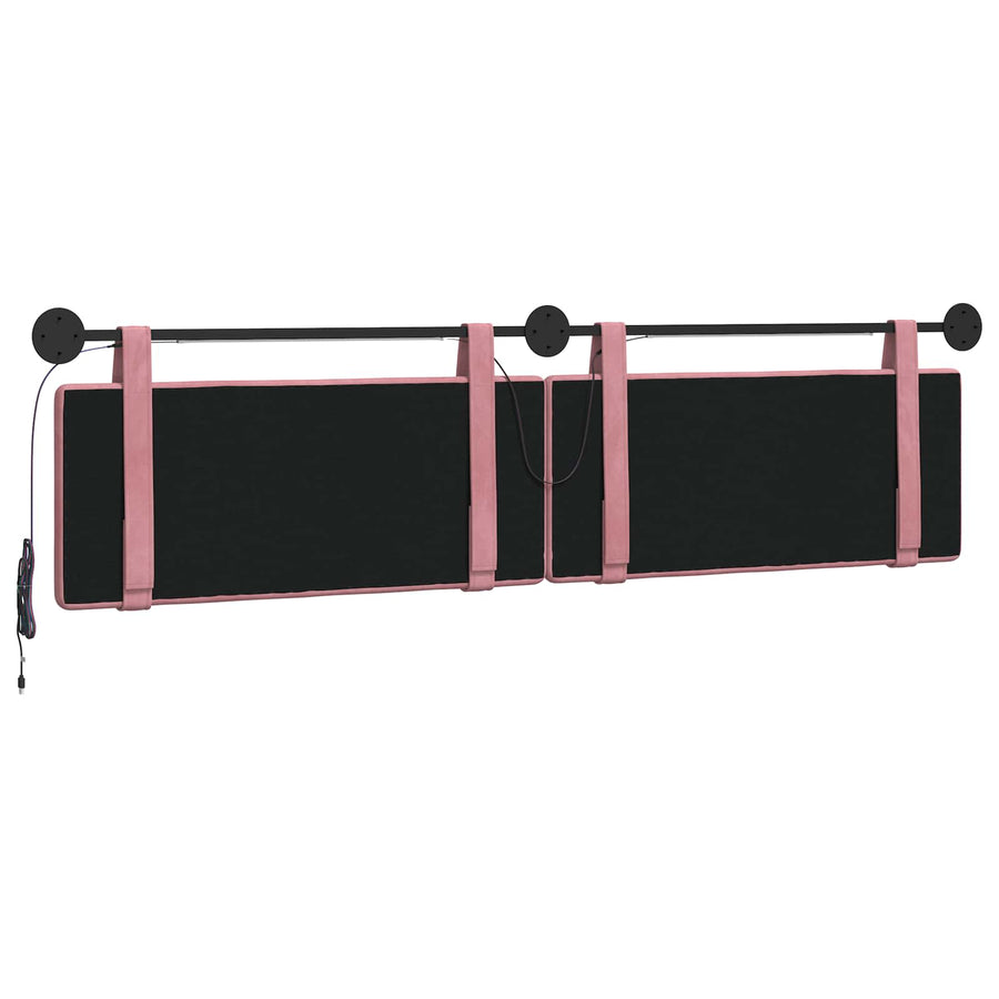 Hangend hoofdbord Met LED-verlichting Roze Fluweel