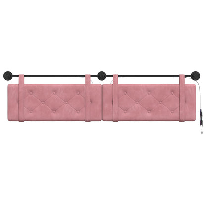 Hangend hoofdbord Met LED-verlichting Roze Fluweel