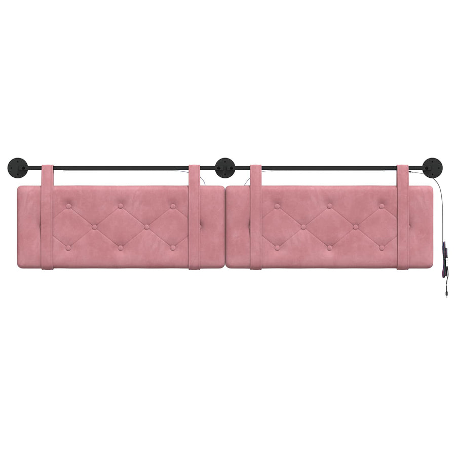 Hangend hoofdbord Met LED-verlichting Roze Fluweel