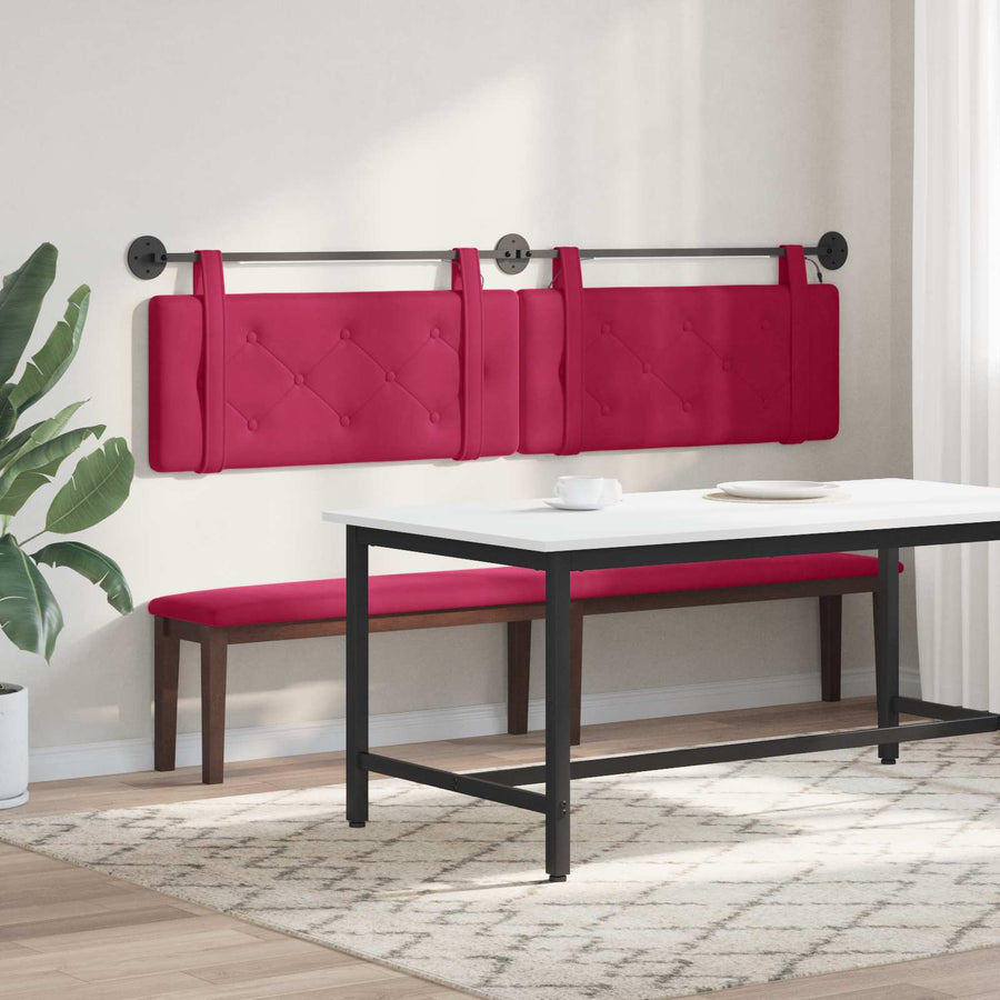 Hangend hoofdbord Met LED-verlichting Wijnrood Fluweel