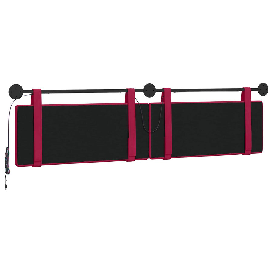Hangend hoofdbord Met LED-verlichting Wijnrood Fluweel