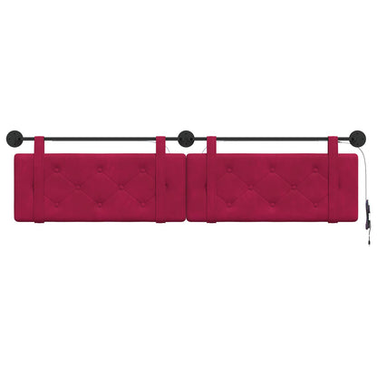 Hangend hoofdbord Met LED-verlichting Wijnrood Fluweel