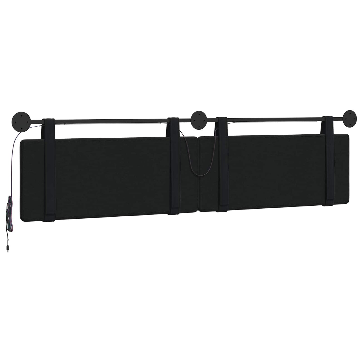 Hangend hoofdbord Met LED-verlichting Zwart Fluweel