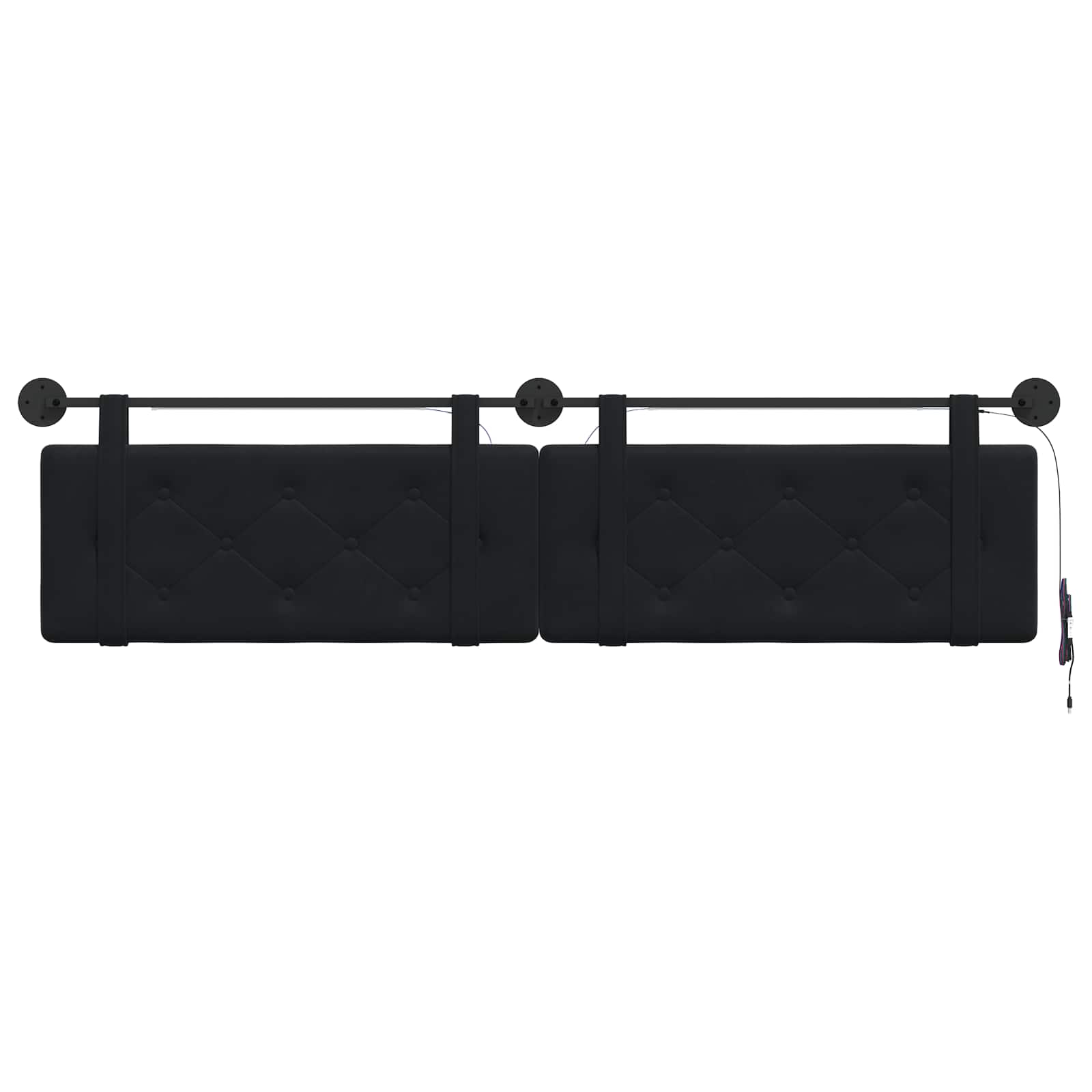 Hangend hoofdbord Met LED-verlichting Zwart Fluweel