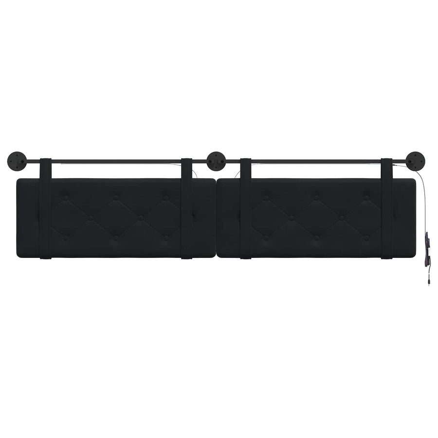 Hangend hoofdbord Met LED-verlichting Zwart Fluweel