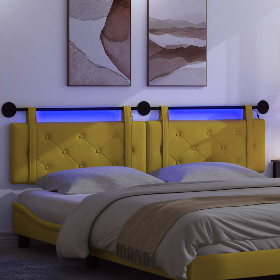 Hangend hoofdbord Met LED-verlichting Geel Fluweel