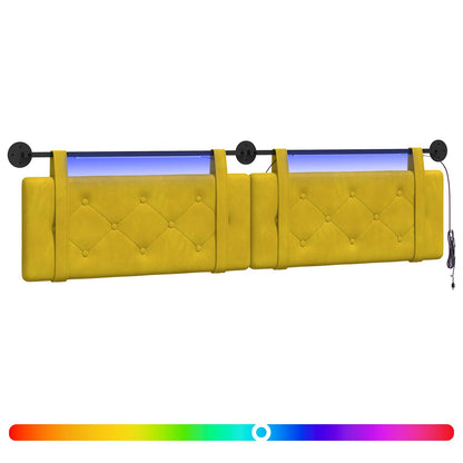 Hangend hoofdbord Met LED-verlichting Geel Fluweel
