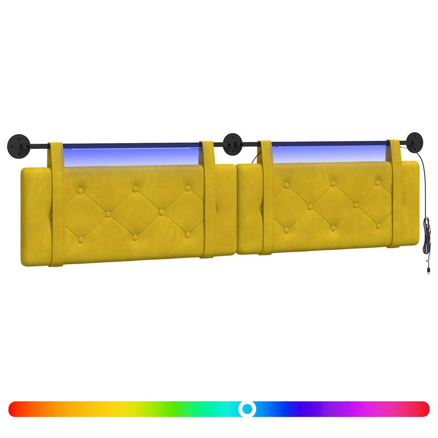 Hangend hoofdbord Met LED-verlichting Geel Fluweel