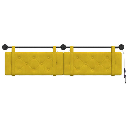 Hangend hoofdbord Met LED-verlichting Geel Fluweel