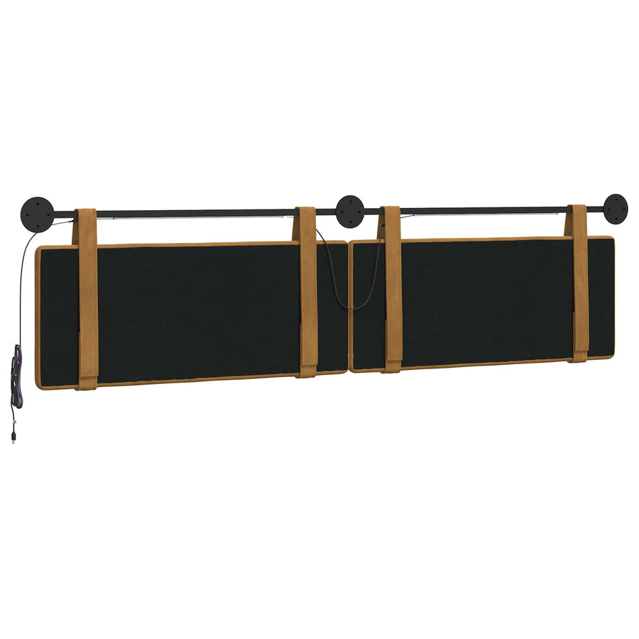 Hangend hoofdbord Met LED-verlichting Bruin Fluweel