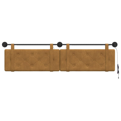 Hangend hoofdbord Met LED-verlichting Bruin Fluweel