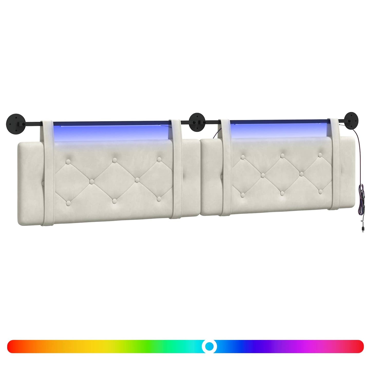Hangend hoofdbord Met LED-verlichting Crèmekleurig Fluweel