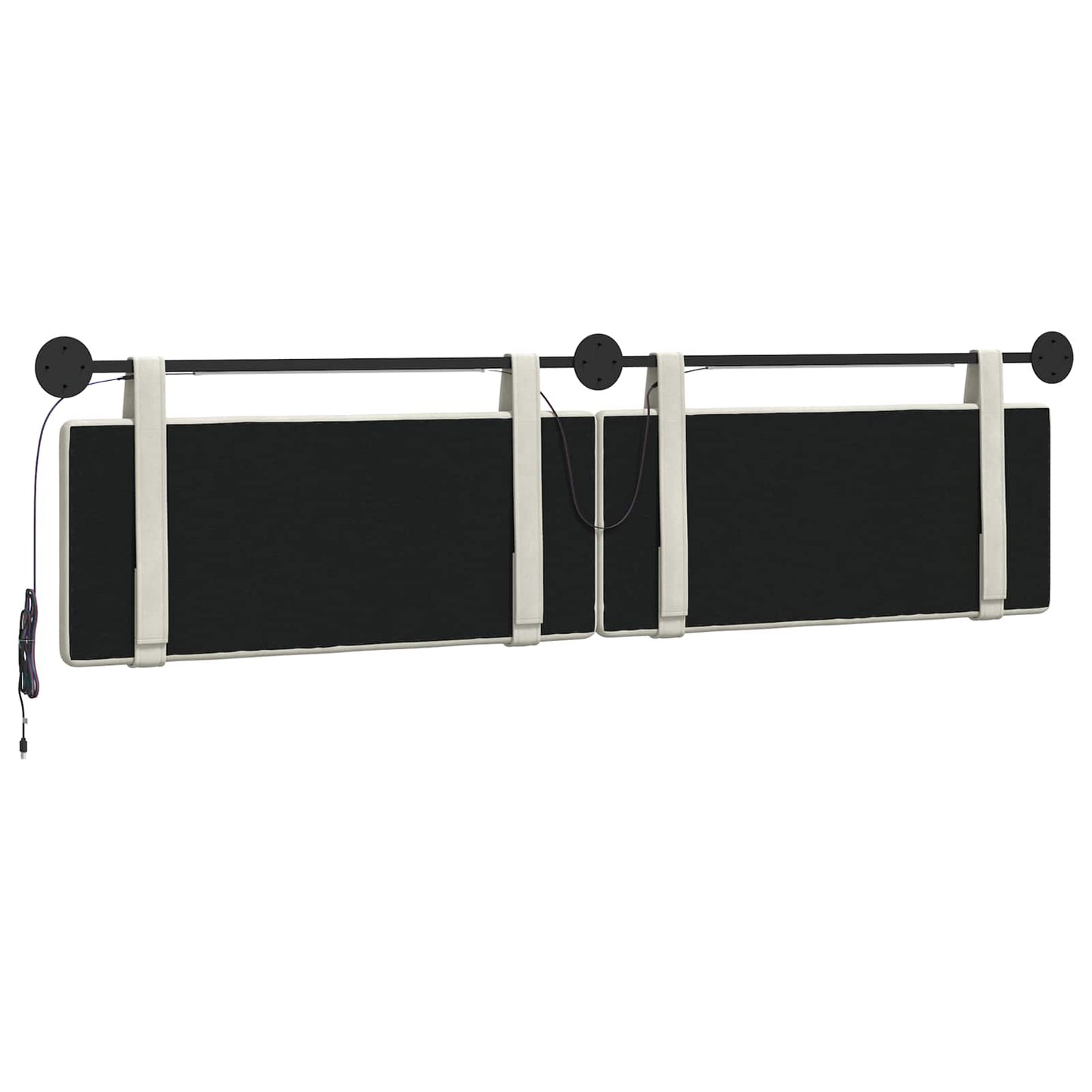 Hangend hoofdbord Met LED-verlichting Crèmekleurig Fluweel