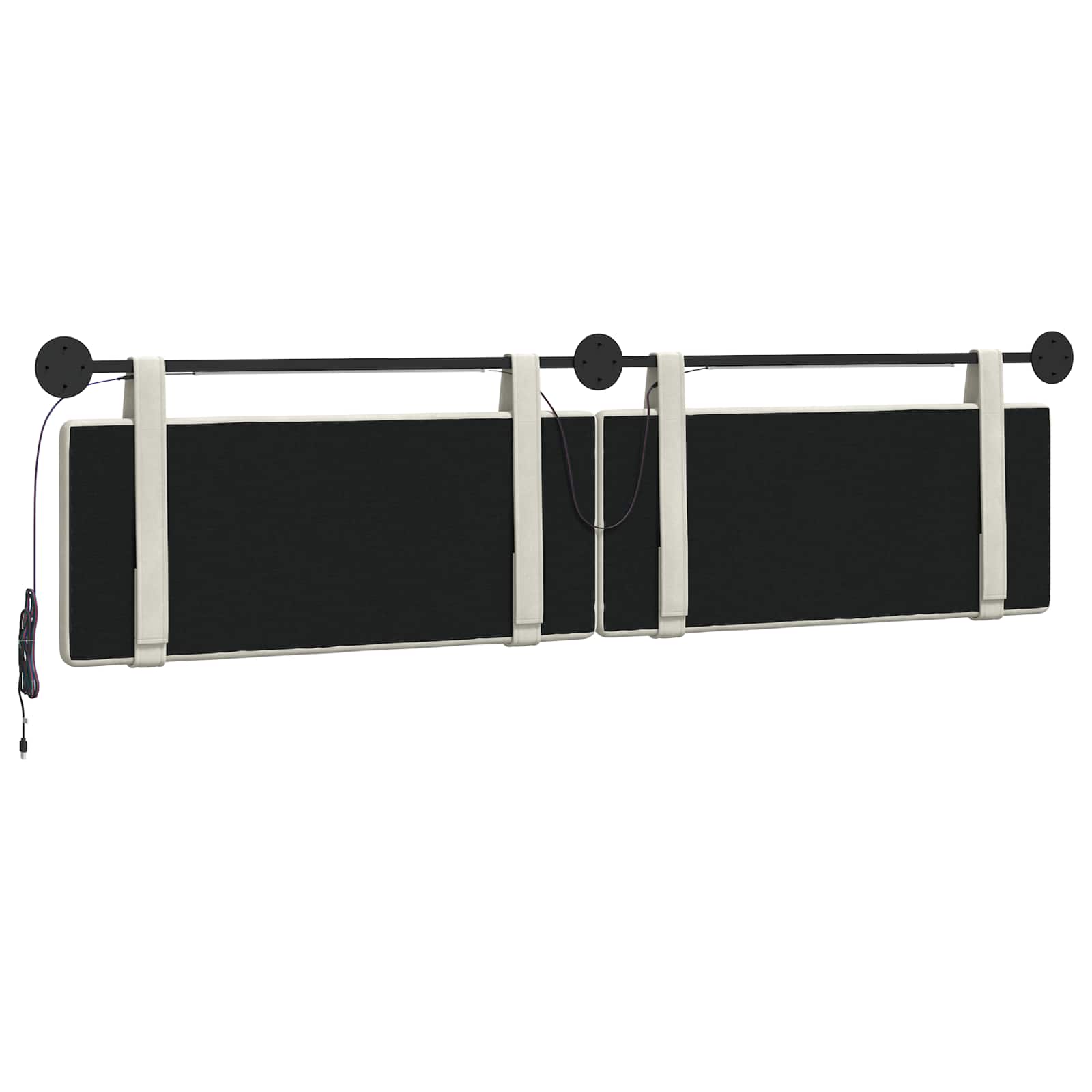 Hangend hoofdbord Met LED-verlichting Crèmekleurig Fluweel