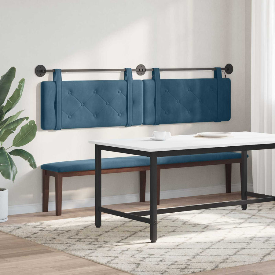 Hangend hoofdbord Met LED-verlichting Blauw Fluweel
