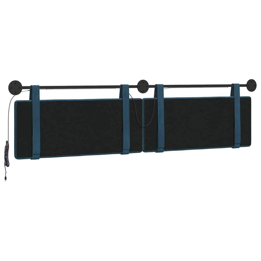 Hangend hoofdbord Met LED-verlichting Blauw Fluweel