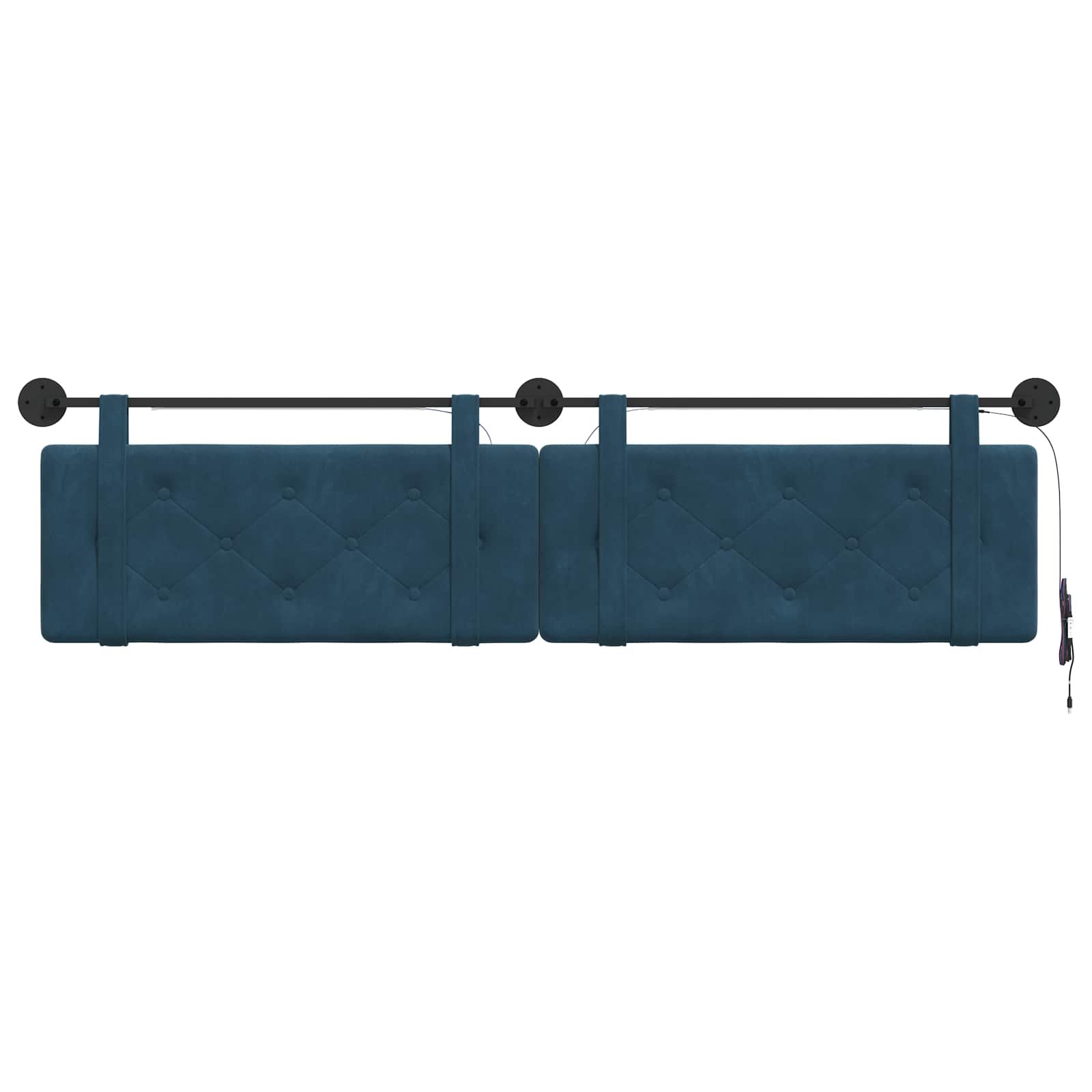 Hangend hoofdbord Met LED-verlichting Blauw Fluweel