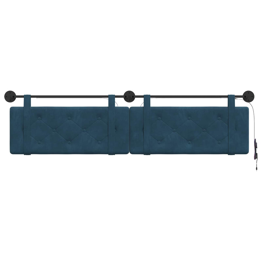 Hangend hoofdbord Met LED-verlichting Blauw Fluweel