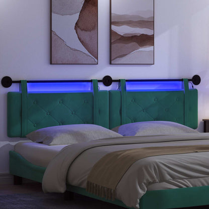 Hangend hoofdbord Met LED-verlichting Turquoise Fluweel