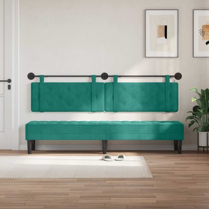 Hangend hoofdbord Met LED-verlichting Turquoise Fluweel