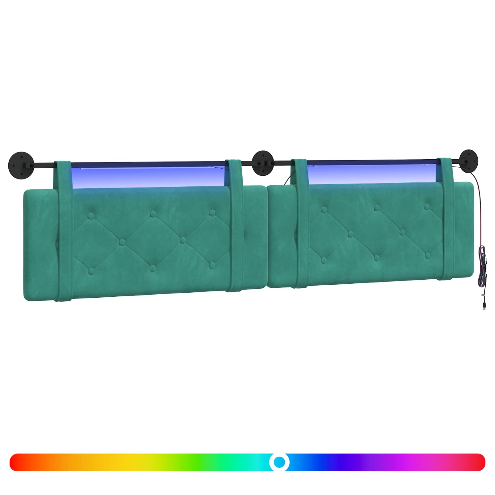 Hangend hoofdbord Met LED-verlichting Turquoise Fluweel