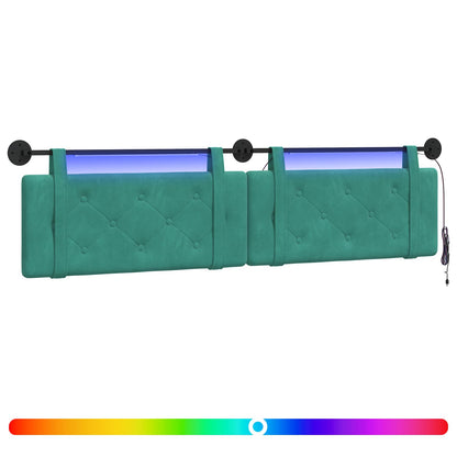 Hangend hoofdbord Met LED-verlichting Turquoise Fluweel
