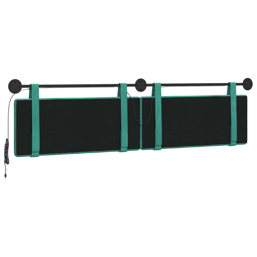 Hangend hoofdbord Met LED-verlichting Turquoise Fluweel