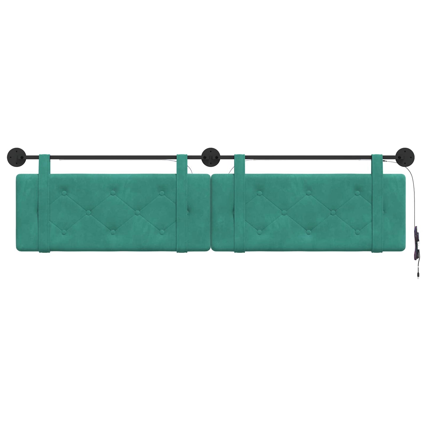 Hangend hoofdbord Met LED-verlichting Turquoise Fluweel