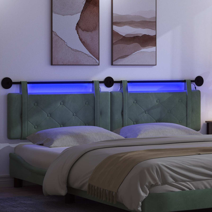 Hangend hoofdbord Met LED-verlichting Zeegroen Fluweel