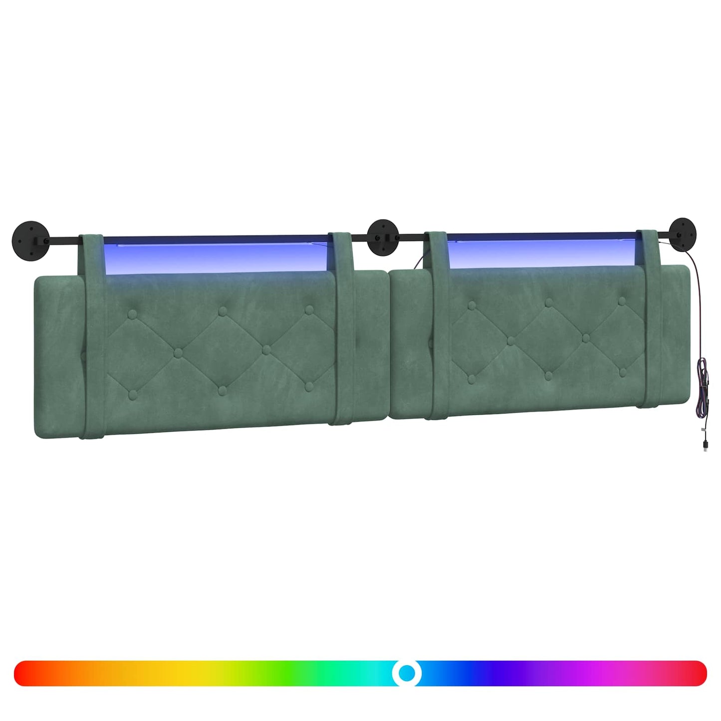Hangend hoofdbord Met LED-verlichting Zeegroen Fluweel