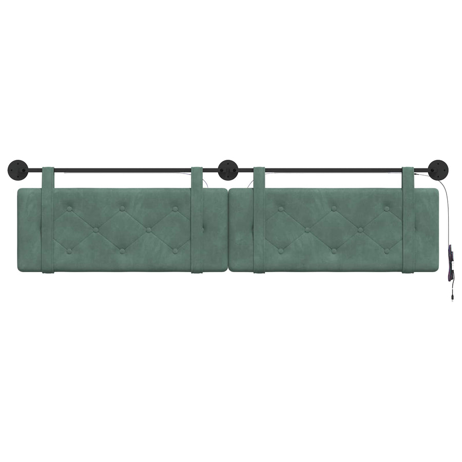 Hangend hoofdbord Met LED-verlichting Zeegroen Fluweel