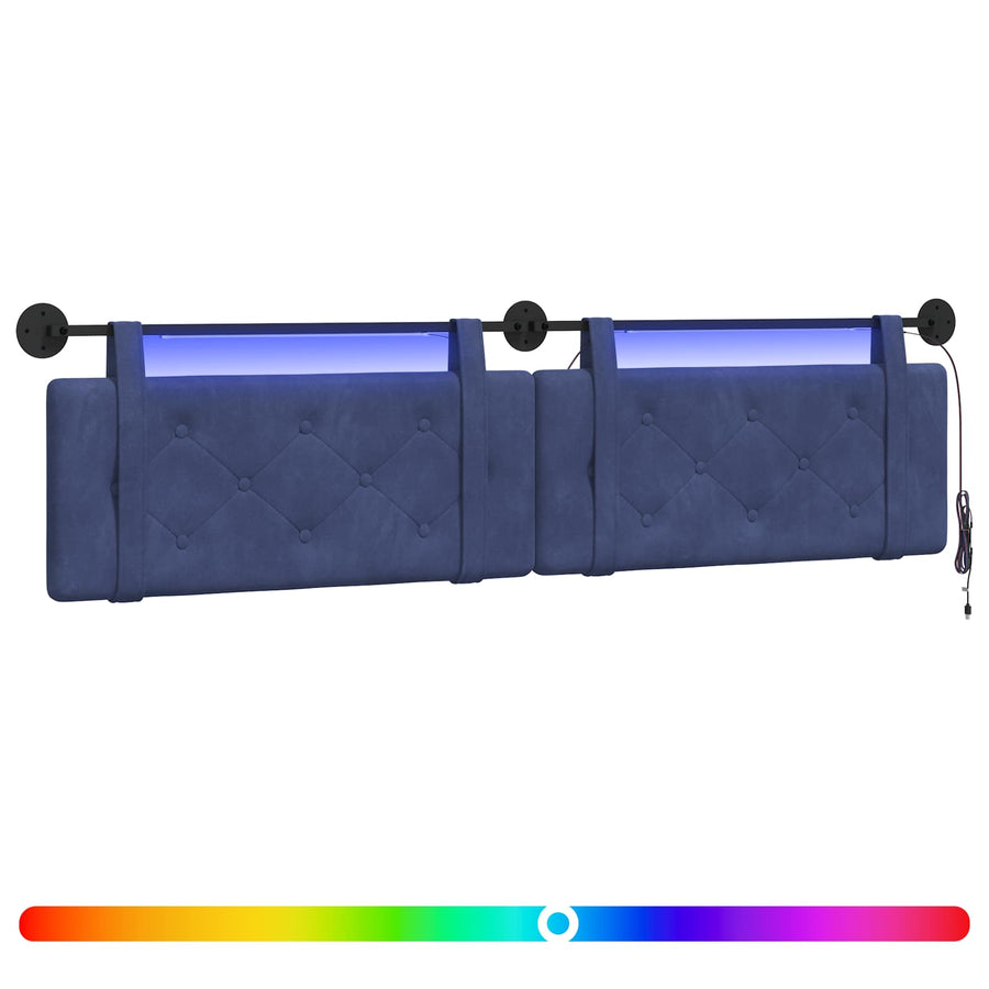 Hangend hoofdbord Met LED-verlichting Politieblauw Fluweel