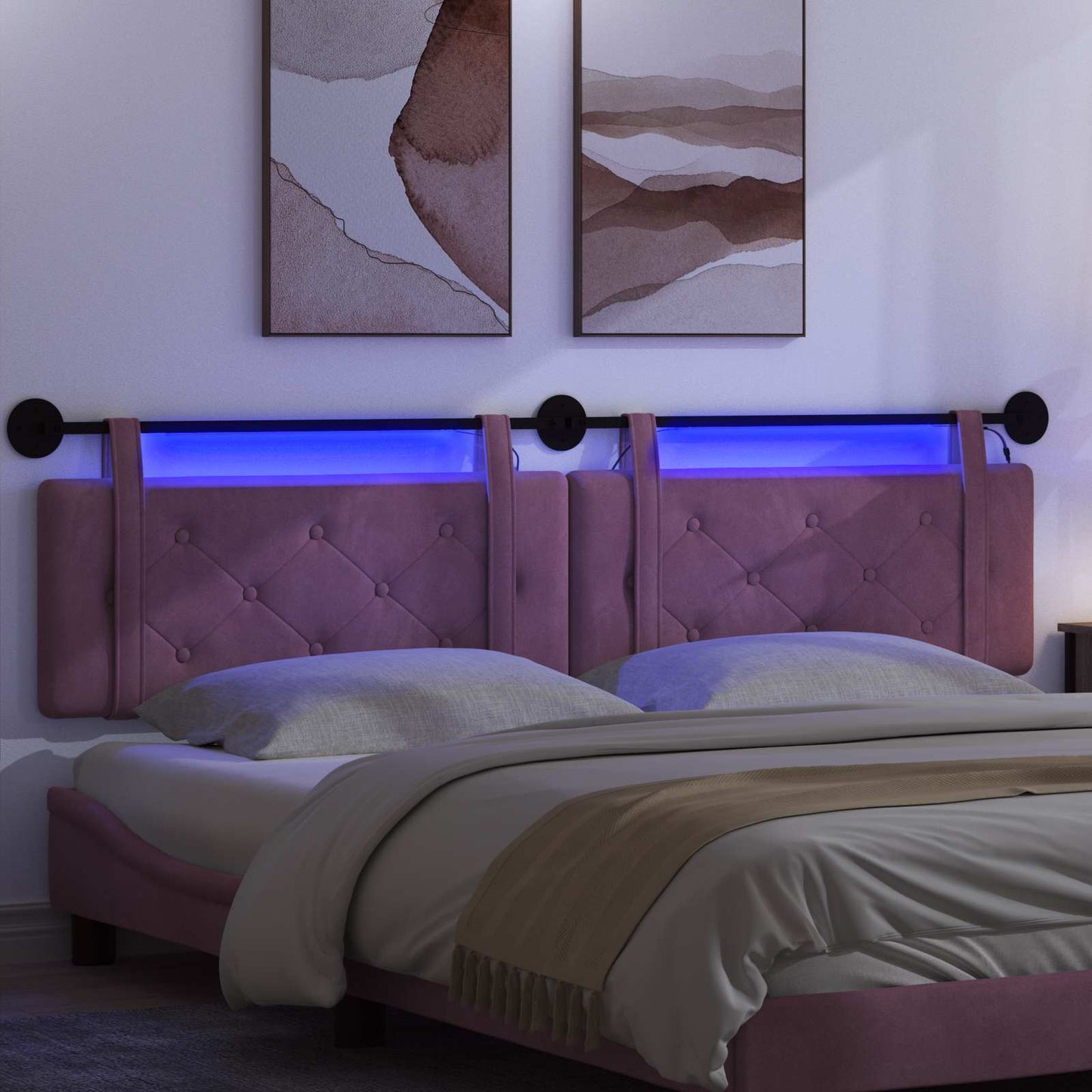 Hangend hoofdbord Met LED-verlichting Paars Fluweel