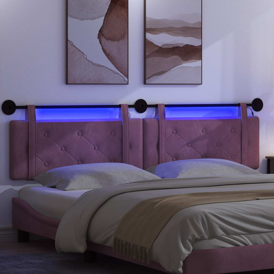 Hangend hoofdbord Met LED-verlichting Paars Fluweel