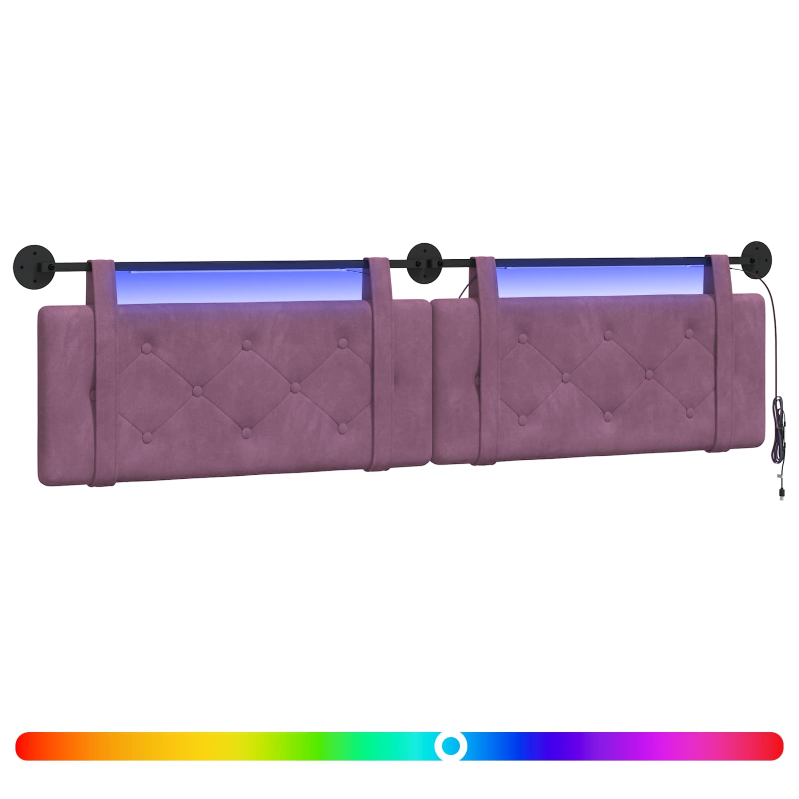Hangend hoofdbord Met LED-verlichting Paars Fluweel