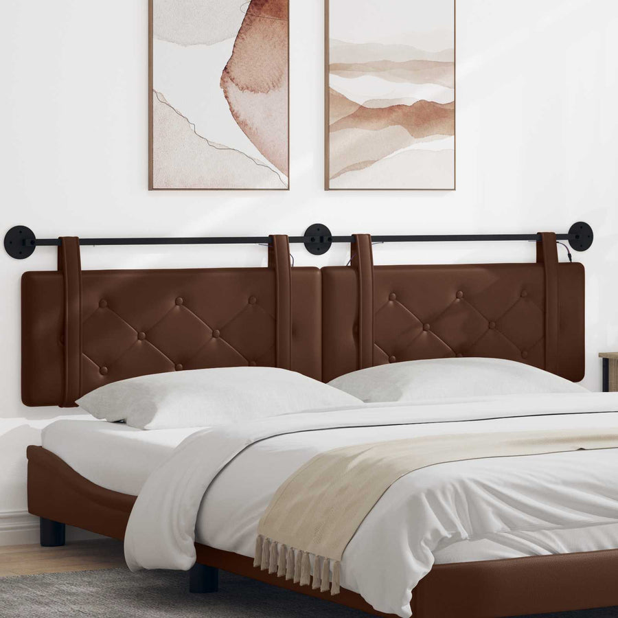 Hangend hoofdbord Met LED-verlichting Bruin Kunstleer