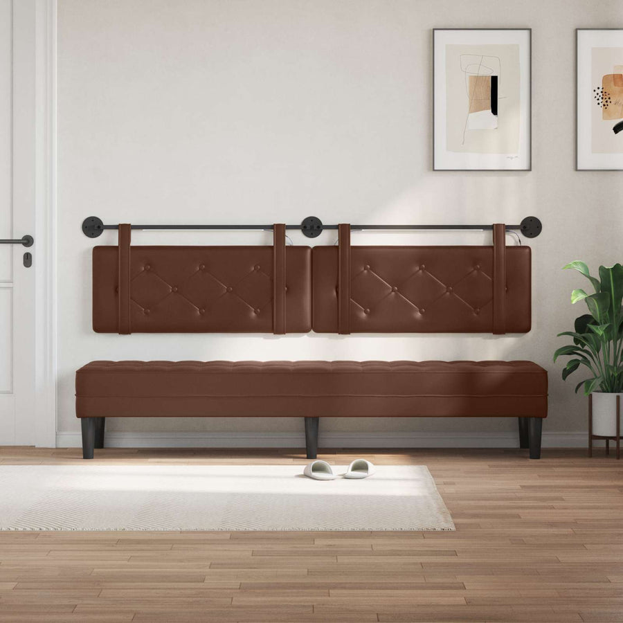 Hangend hoofdbord Met LED-verlichting Bruin Kunstleer