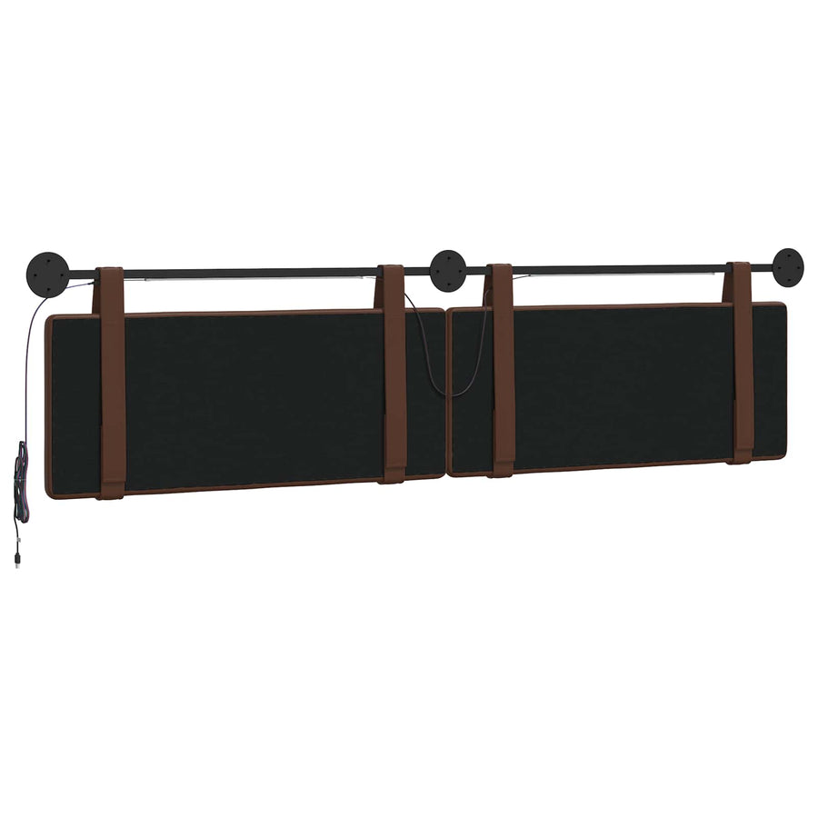 Hangend hoofdbord Met LED-verlichting Bruin Kunstleer