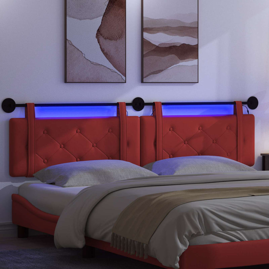 Hangend hoofdbord Met LED-verlichting Rood Kunstleer