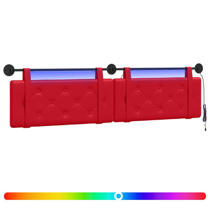 Hangend hoofdbord Met LED-verlichting Rood Kunstleer