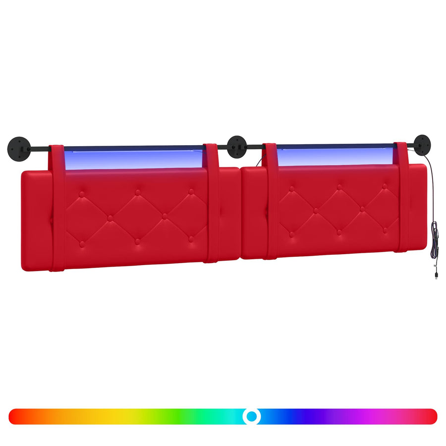 Hangend hoofdbord Met LED-verlichting Rood Kunstleer