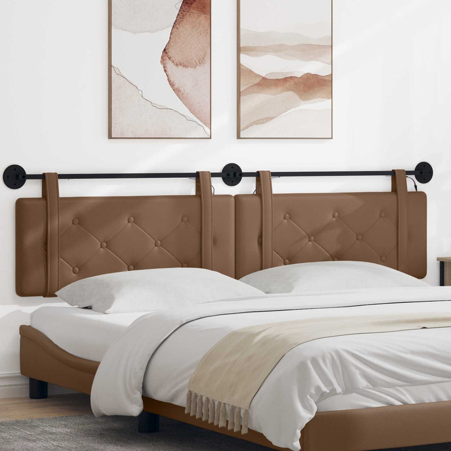 Hangend hoofdbord Met LED-verlichting Cappuccino Kunstleer