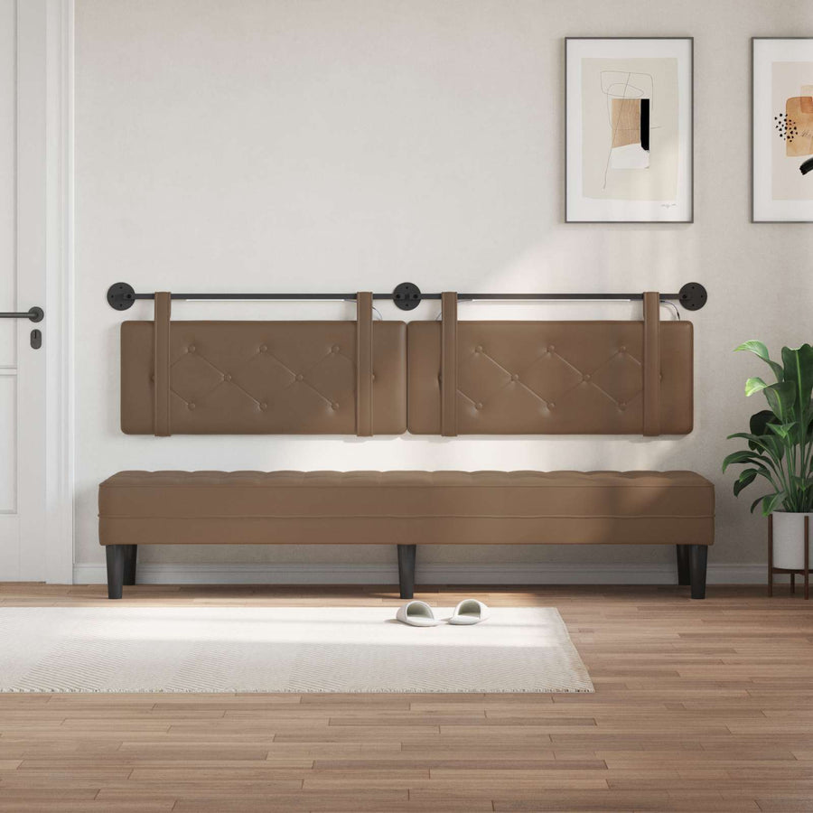 Hangend hoofdbord Met LED-verlichting Cappuccino Kunstleer