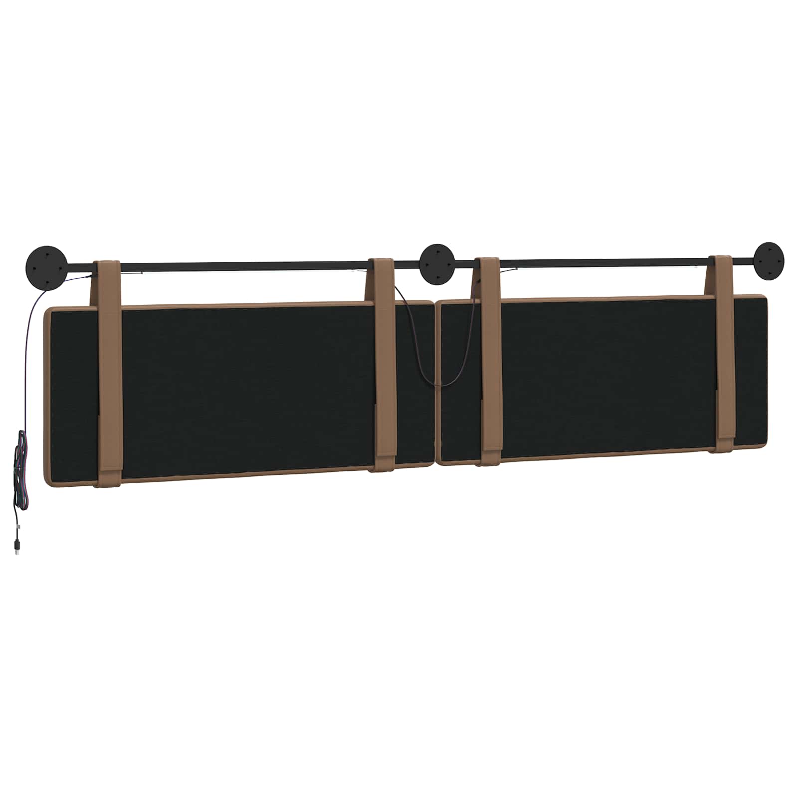 Hangend hoofdbord Met LED-verlichting Cappuccino Kunstleer