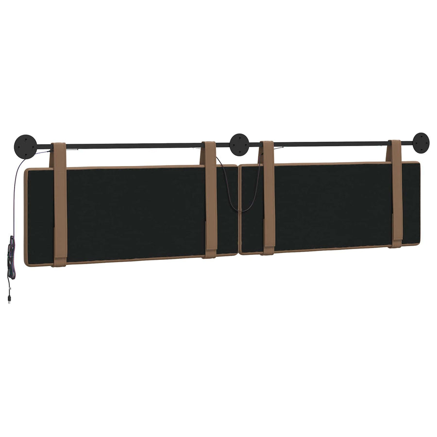 Hangend hoofdbord Met LED-verlichting Cappuccino Kunstleer